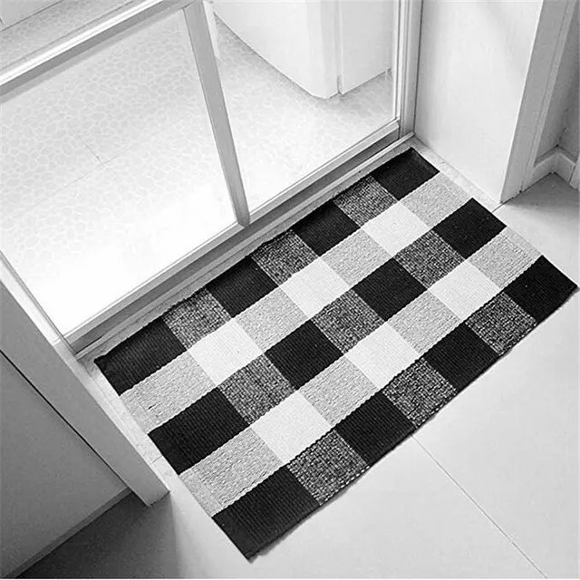 Buy Soft 100 Cotton Washable Rugs Black and White