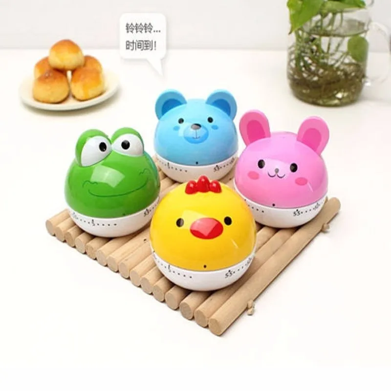 1pcs Lovely Alarm Timer Cartoon Animal Kitchen Mechanical Alarm Clock 60 Minutes Reminders Countdown Kitchen Cooking Tools (8)