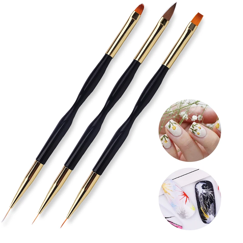 

3 Pieces Per Lot Nail Art Brushes 2 Way 3 Liners Drawing Painting Pen Manicure Tools Suitable For Professional Use YW92932