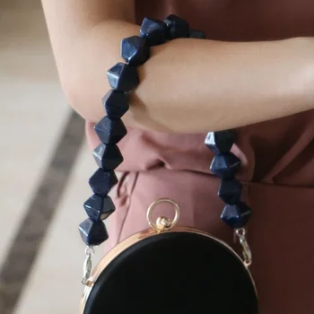

Luxury Design 40cm Handmade Beaded Acrylic Bags Strap Pearl Chain Purse Belt For Handbags Tower Square Bead Belt Bag Accessories