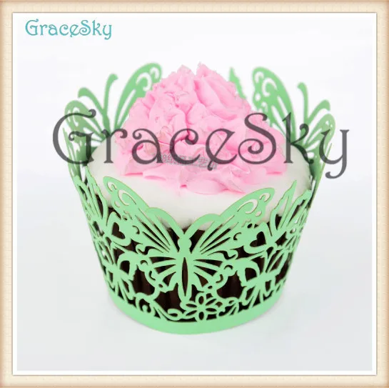 100 Pcs Papillon Suiveur D Anniversaire Emballage De Petit Gateau Decoration De Table Laser De Coupe Tasse Gateaux Cas Faveurs De Mariage Muffin Wrap Aliexpress