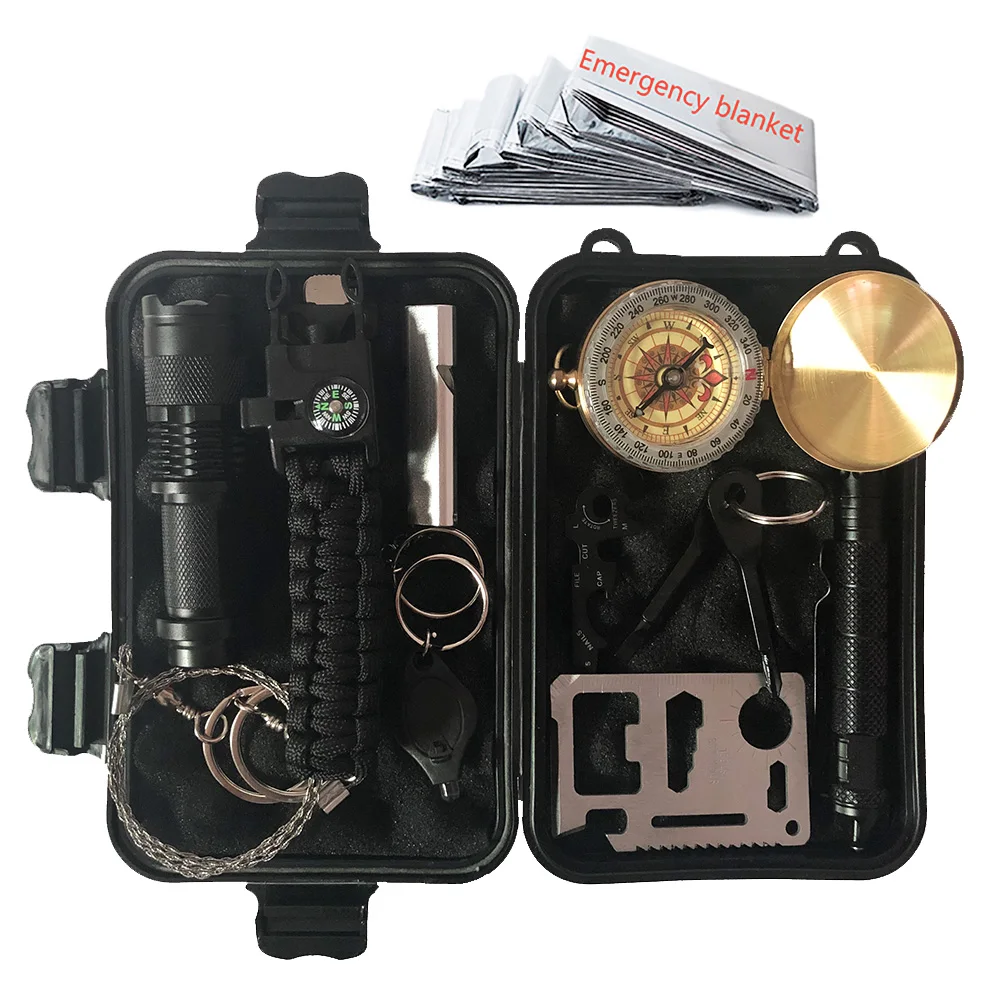

13 in 1 survival kit Set Outdoor Camping Travel Multifunction First aid SOS EDC Emergency Supplies Tactical for Survival Bag