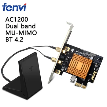 

Fenvi Desktop 1200Mbps Wireless Dual Band Bluetooth 4.2 PCIe Wi-Fi Adapter 8260AC WiFi Network Card 802.11ac 2.4G/5Ghz