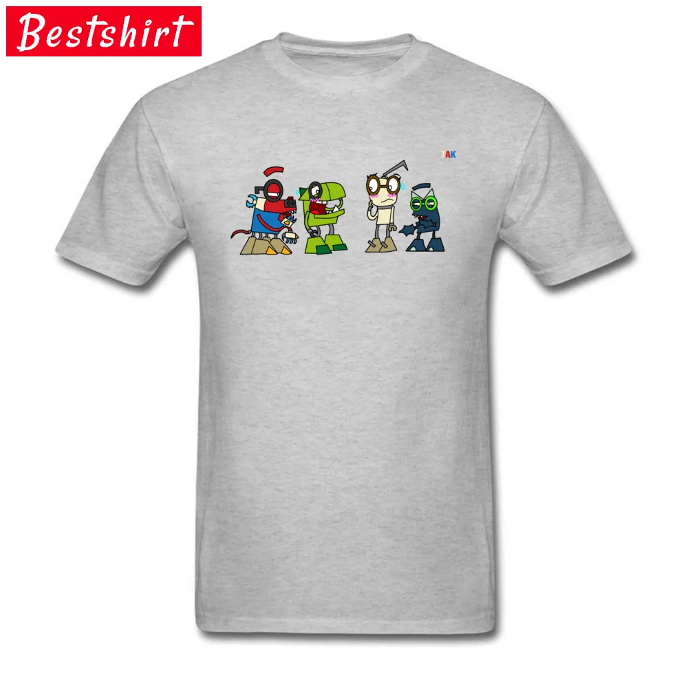 Cartoon mixeltime VALENTINE DAY Pure Cotton Crew Neck Tops Tees Short Sleeve Simple Style Tops & Tees Dominant Cool T Shirt Cartoon mixeltime  grey