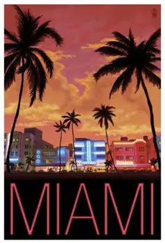 

Retro Miami Travel Photo SILK POSTER Decorative Wall painting 24x36inch