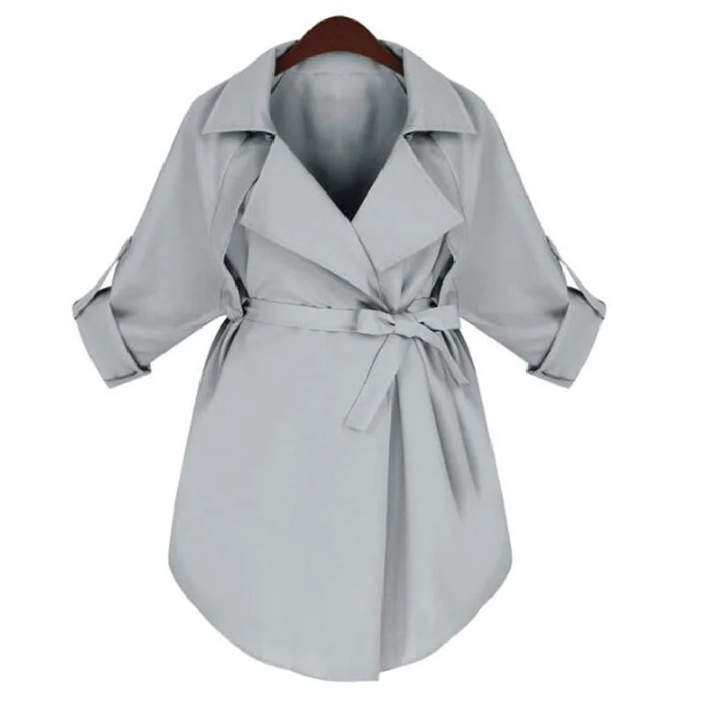 Новые осенние Для женщин Тренчи для женщин Vestido плюс Размеры регулируемый пояс Пояса одноцветное отложным воротником Подпушка воротник Тренч для Для женщин большой верхняя одежда