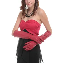 Женские модные длинные перчатки из натуральной овечьей кожи