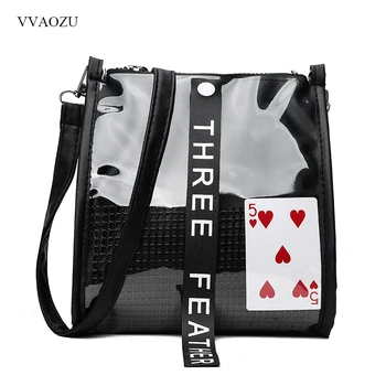 

Women Clear Transparent Beach Bag Summer PVC Handbags Poker Card Fashion Messenger Bag Designer Satchel Purse Bolsa Feminina