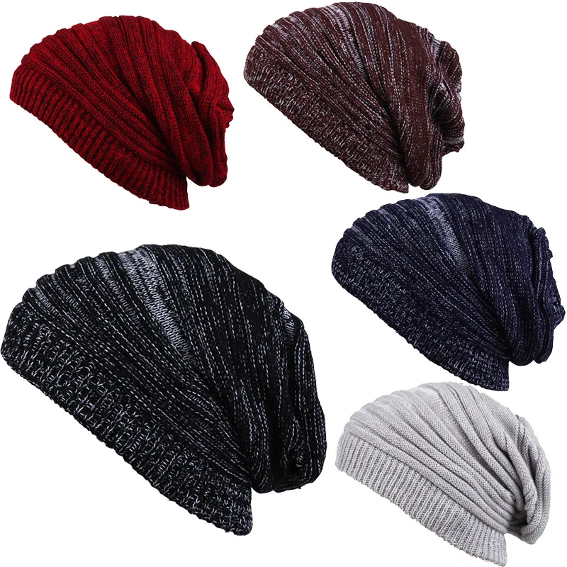 Winter Colorful Beanie Hat Two colors beanies Soft Skull Warm Baggy Cap