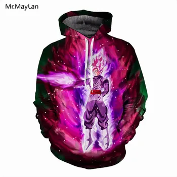 

Mr.MayLan Dragon Ball Z Hoodies Men 3D Printed Pullovers Sportswear Dragonball Super Saiyan Goku Black Zamasu Sweatshirts Tops