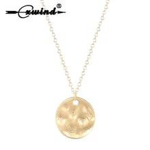 Cxwind Karma colgantes y collares redondos para mujer chica Pancake colgantes collar declaración círculo joyería(China)