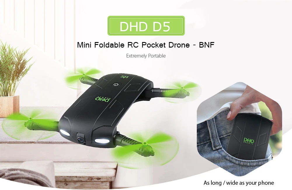 Новое поступление DHD D5 селфи FPV Дрон с HD камерой складной RC карманные дроны телефон управление Квадрокоптер мини Дрон VS JJRC H37 523