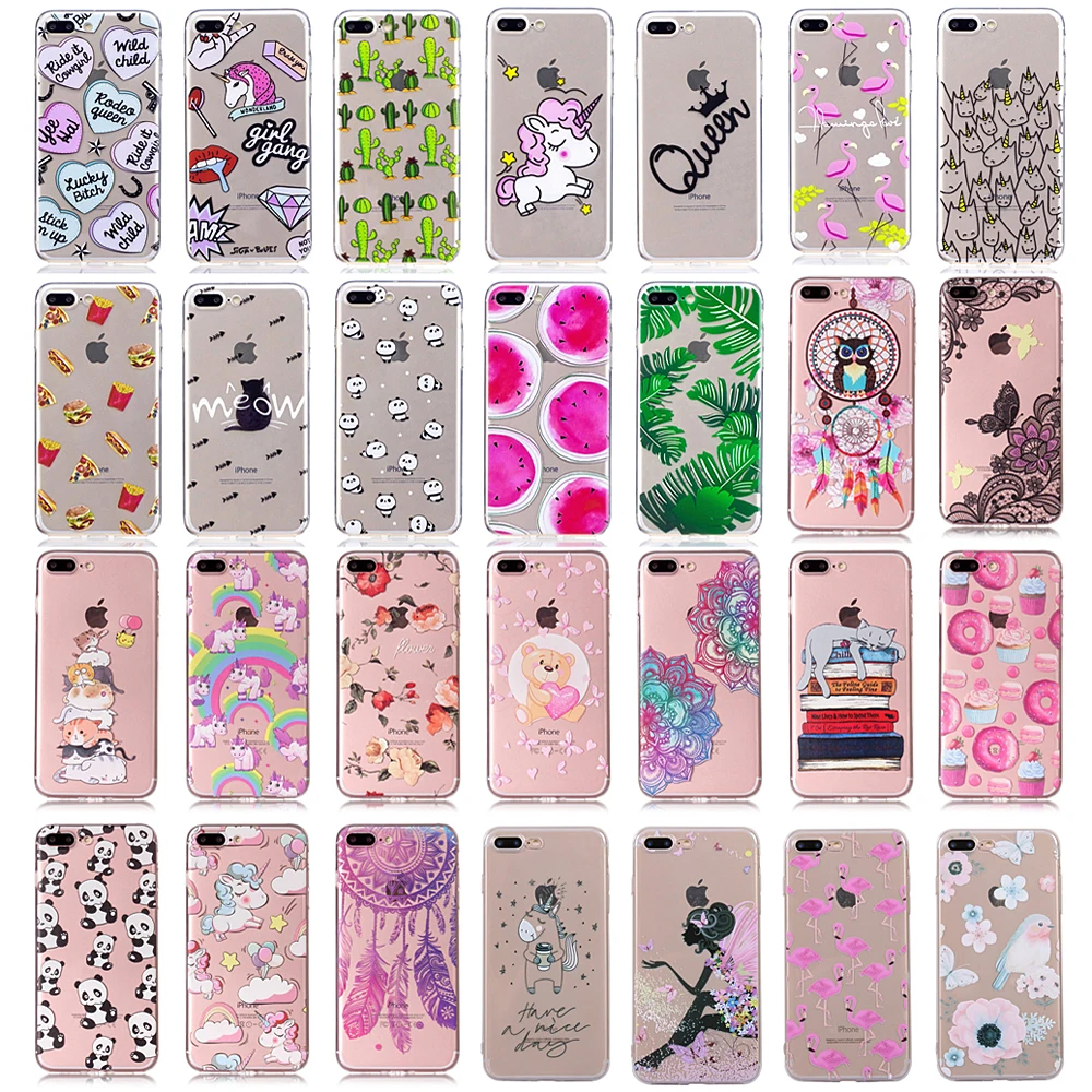 

Printed Transparent Pattern Fundas Case For iPhone 6 6S Plus 5 SE Case Silicon Coque For Apple iPhone 7 8 Case Soft Phone Cover