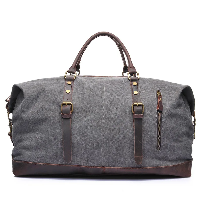 Melodyколлекция, холщовая кожа, мужские дорожные сумки, сумки для багажа, мужская сумка, большая вместительность, сумка на выходные, для сна - Цвет: Серый