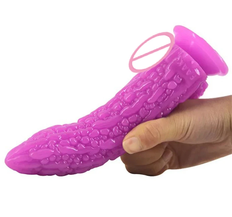 21cm Bitter Melon Dildo Flexible Penis Dick With Suction Cup woman masturbator Bitter Gourd Big Penis Adult Sex Toy for women