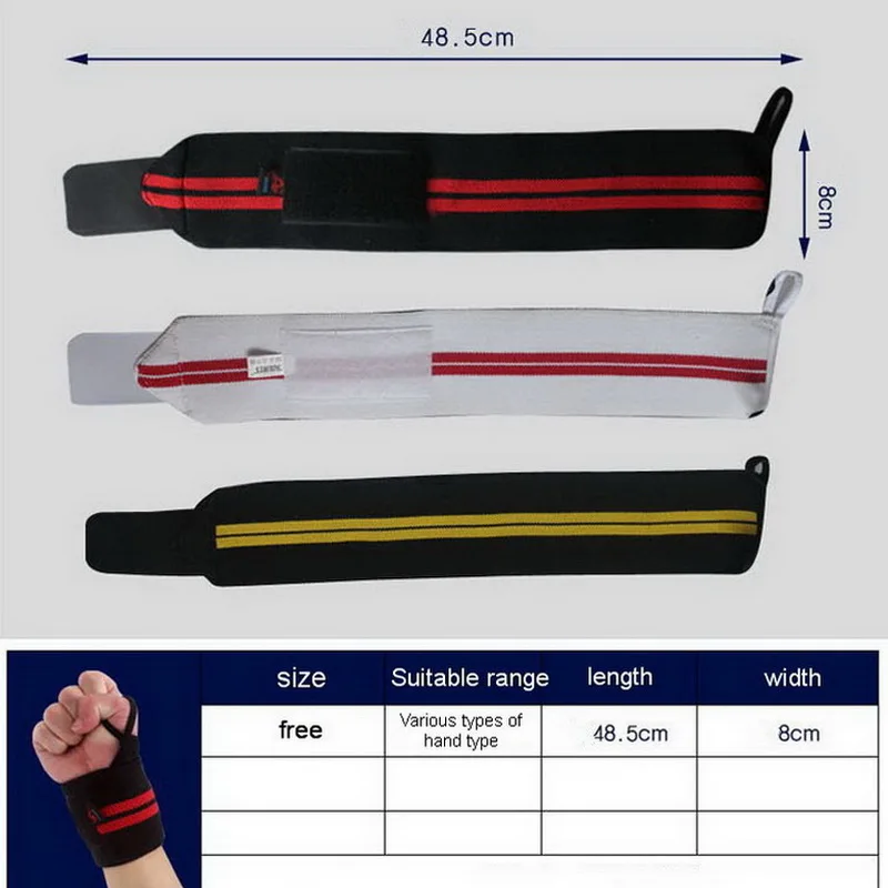 AOLIKES 1 Pair Weightlifting Wristband Sport Training Hand Bands Wrist Support Strap Wraps Bandages For Powerlifting Gym Fitness