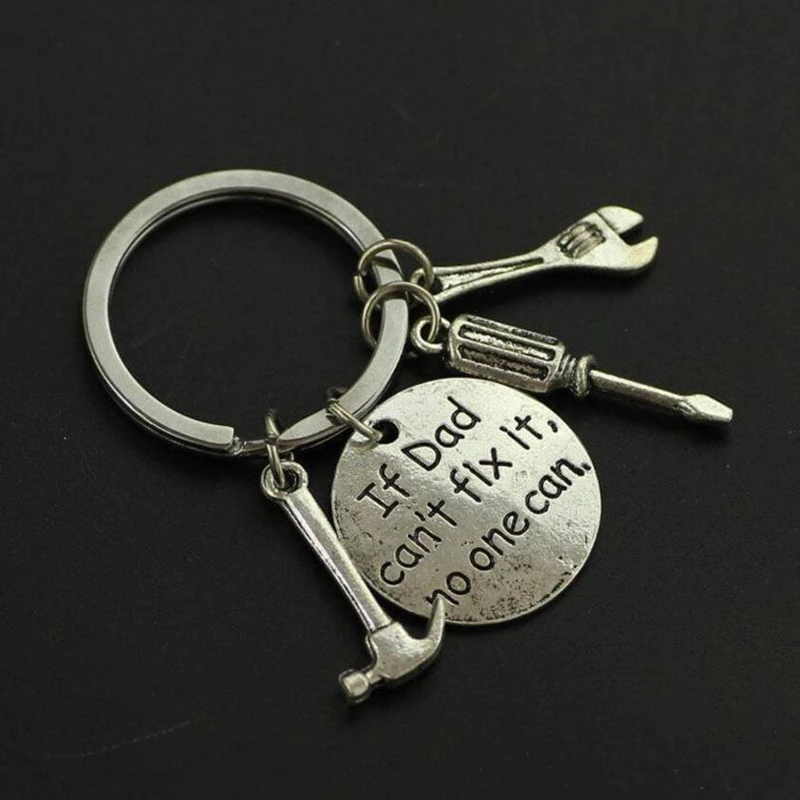 

Hot If Dad Can't Fix It,No One Can Letter Tools Charm Pendant Keyring Keychain Creative Child Love Dad Jewelry Father's Day Gift