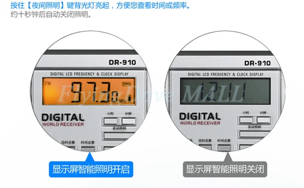 TECSUN DR-910 FM-MW-SW радио мир приемник портативные электронные мини-часы радио со встроенным динамиком