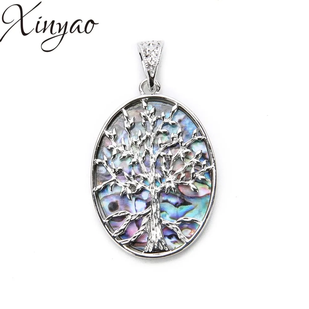 

XINYAO 1pc Tree Life Natural Charm See Abalone Mother of Shell Pearl Pendants for DIY Charms Necklace Pendant Jewelry Findings