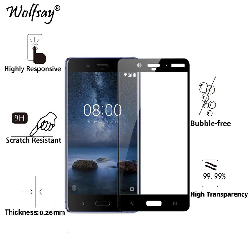 Защита экрана для Nokia 8 стекло закаленное изогнутое Nokia8 TA 1004 1012 полное покрытие