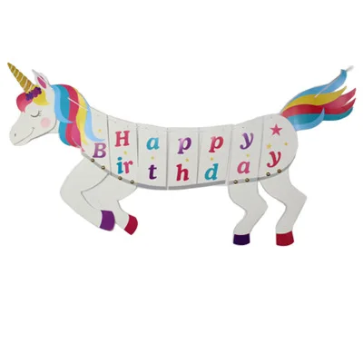 

Unicorn Party Decorations Happy Birthday Flag Banner Birthday Party Decorations Kids Baby Shower Festive Event Party Supplies