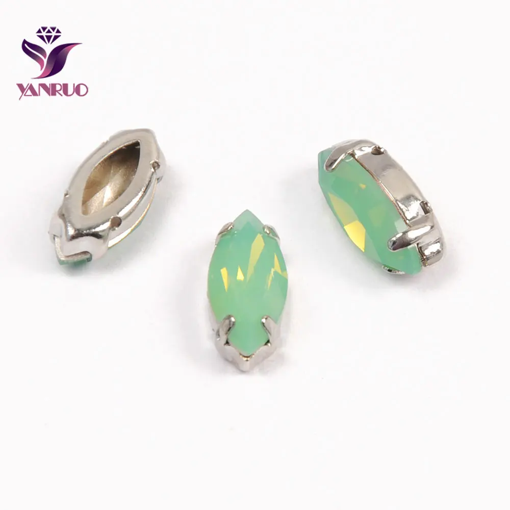 YANRUO 4200 Наветт цветные бусины Необычные камни Серебряная коготь Установка стекло для рукоделия ювелирные изделия швейные изделия - Цвет: Pacific Opal