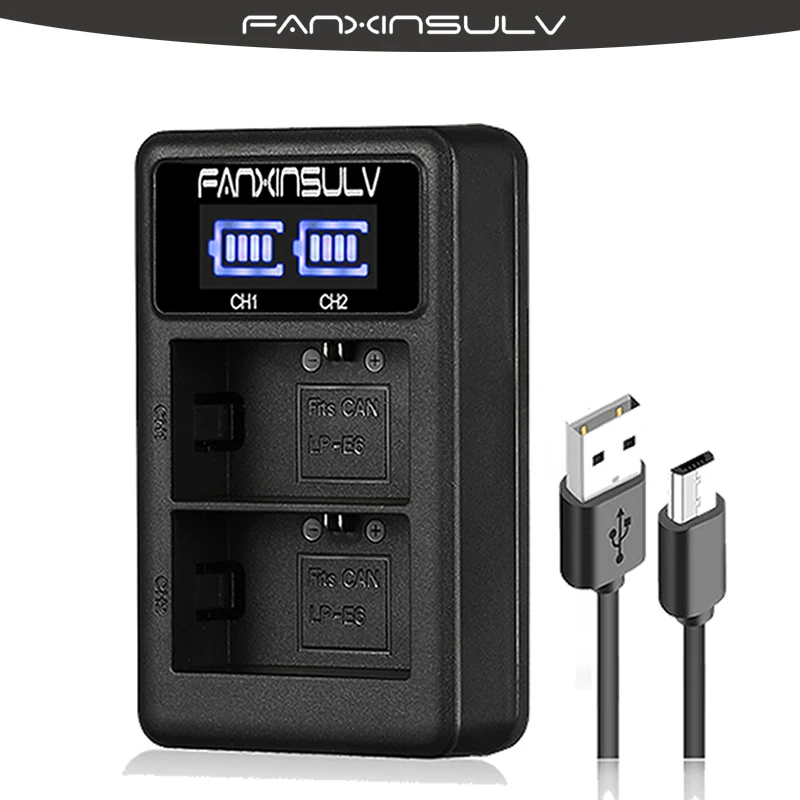 

LCD Dual USB Battery Charger for LP-E6 LP-E6N LPE6 Camera Battery Pack Canon 5D Mark II III 7D II 60D EOS 6D II 70D 80D Cameras
