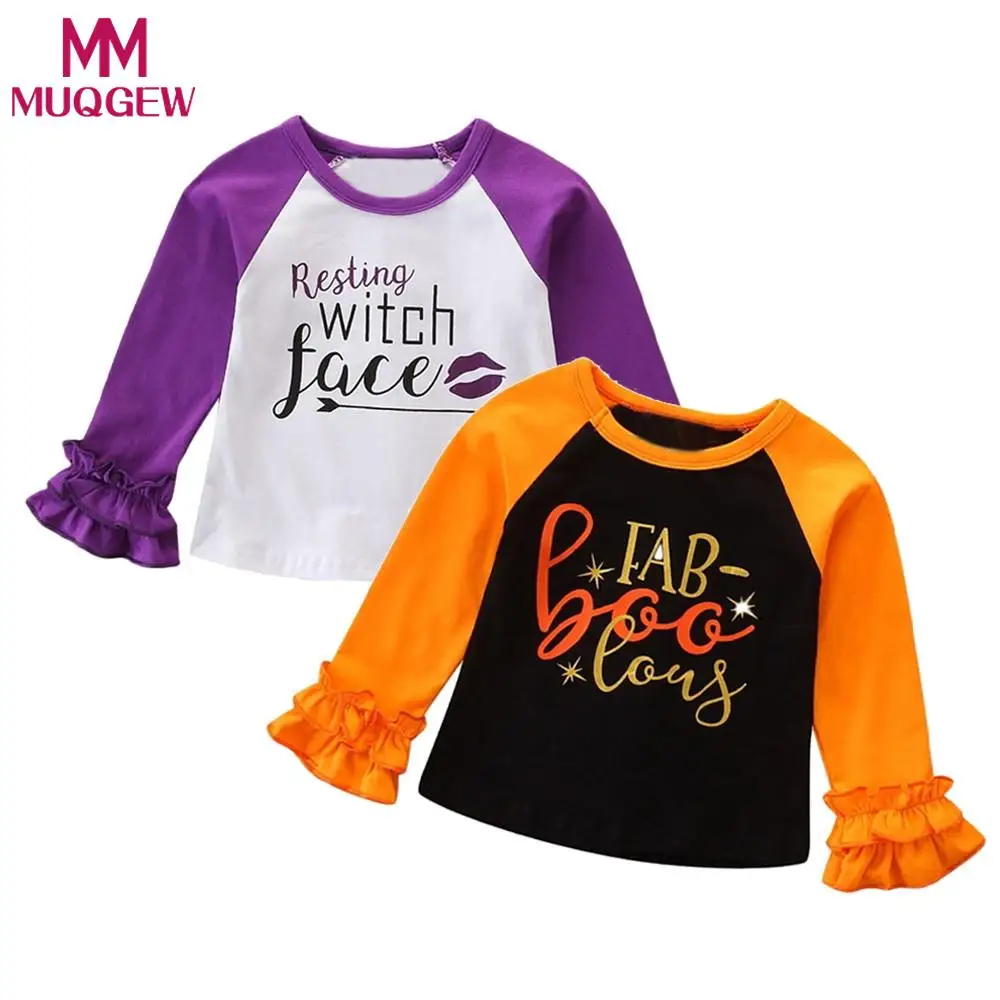 

MUQGEW Toddler Kids Baby Girl Long Sleeve Halloween Print T shirt Tops Clothes Outfit Girls Tshirt Long Sleeve roupa infantil