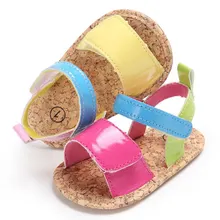 Сладкий красный для маленьких девочек летние детские кожаные кроссовки резиновой пробкой Sapatinhos Bebe девушка Scarpe Neonata обувь Размеры 0- 18 м