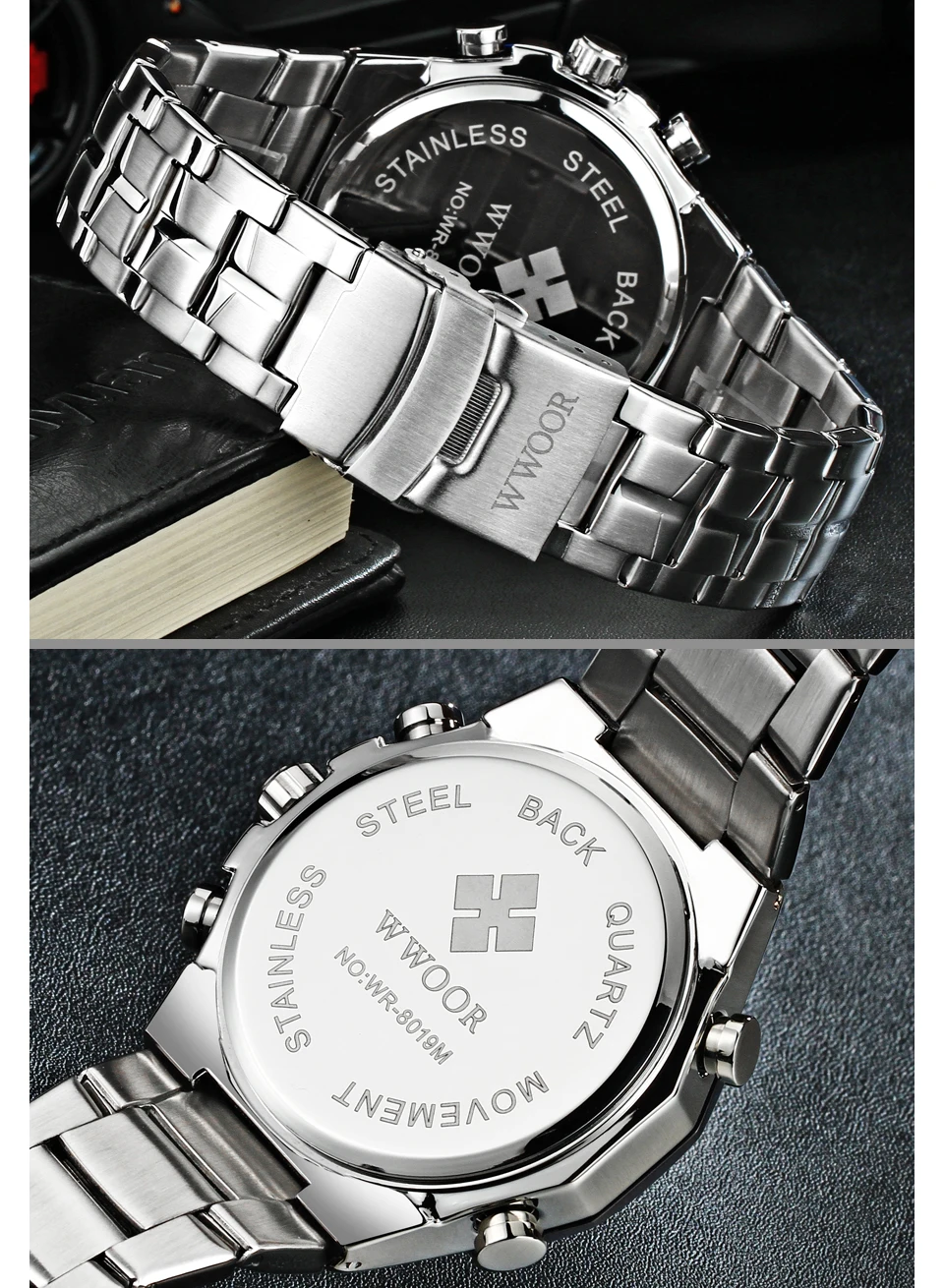 Wwor/для мужчин Водонепроницаемый спортивные Брендовые мужские часы Премиум аналоговые кварцевые светодиодный цифровые часы мужской
