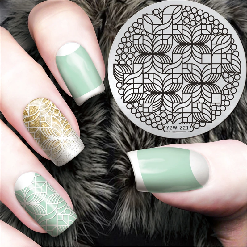 

New Beauty Geometry Design Nail Stamping Plates Nail Art Image Konad Nail Art Stamps Plates Manicure Template Nail Tool #YZW-Z21