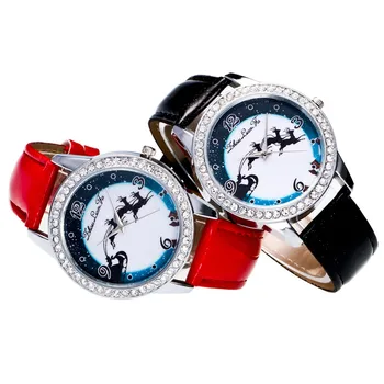

FUNIQUE 1pc Luxury Fashion Rhinestone Wristwatches Women Wristwatches Deer Sled Bracelet Watches Montre Femme Clock Hour