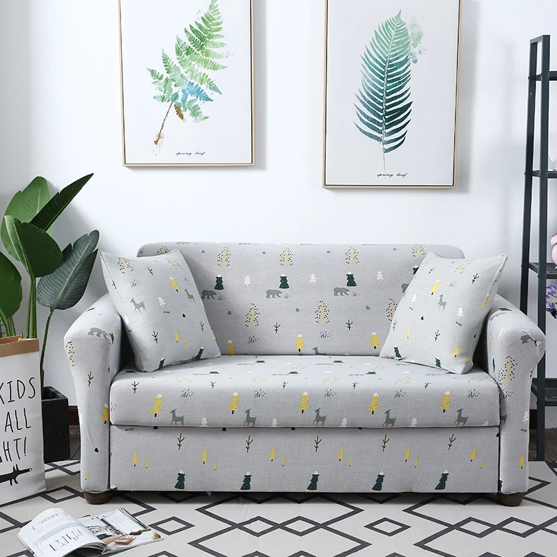 iDouillet Stretch Spandex Sofa Cover Couch Slipcovers for Chair Loveseat 3 or 4-seat Sectional Printed Throw Pillow Case | Дом и сад