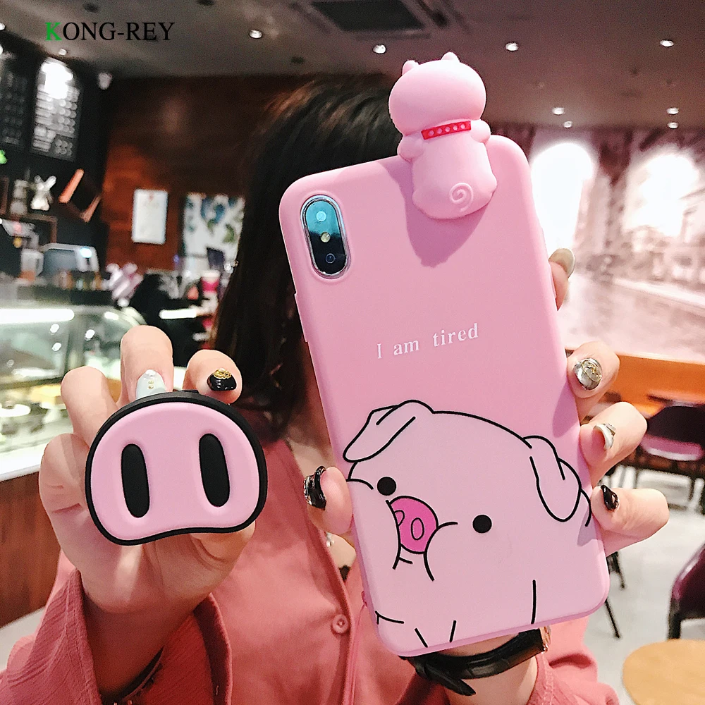 Cute Artoon Pink Silicone Phone Case With Lanyard For iphone 7 8 TPU Soft Cover Case For iphone 6 X XR XS MAX Mobile Phone Co Cute Artoon Pink Silicone Phone Case With Lanyard For iphone 7 8 TPU Soft Cover Case For iphone 6 X XR XS MAX Mobile Phone Co