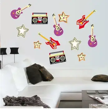 

New cartoon guitar recorder children room household adornment wall stickers in the wall to stick on the wall