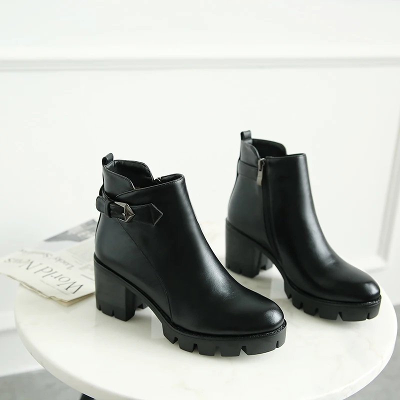 Noir 2018 Bottines Nouveau Confort Automne Et Hiver Épais Bottes Semelles Pour Chaussures dérapage Femme Martin De Courtes Talons Anti Femmes l3FKcuJ5T1