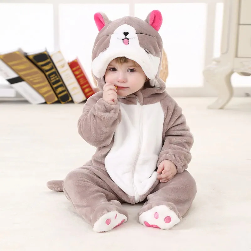 baby unisex animal flannel costume romper pyjamas jumpsuits 6-24mths *UK SELLER* 