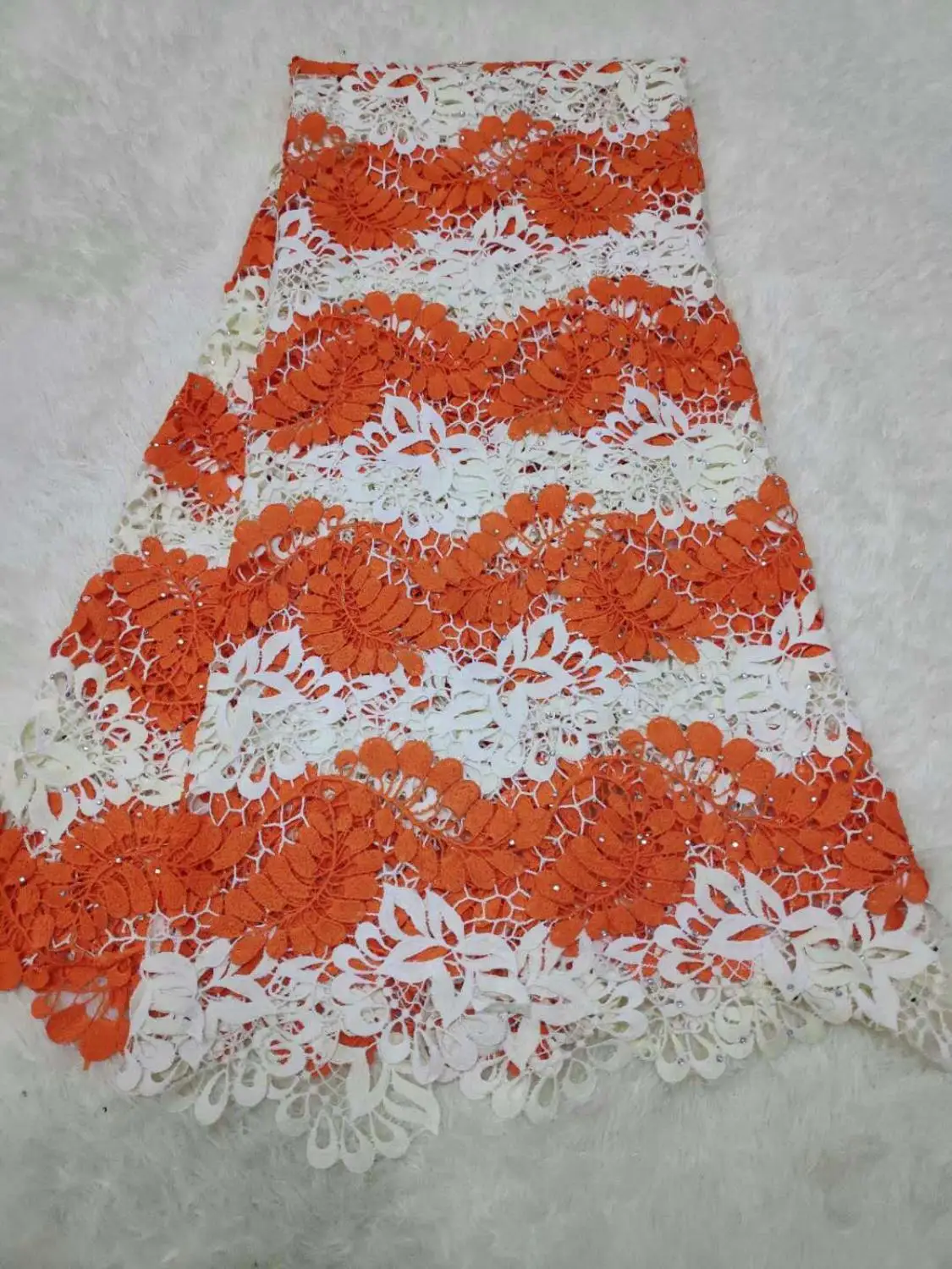 Orange Lace 2019 Nigerian Wedding Dress African Fabric Water Soluble Chemical Floral Embroidery Cord H6D | Дом и сад
