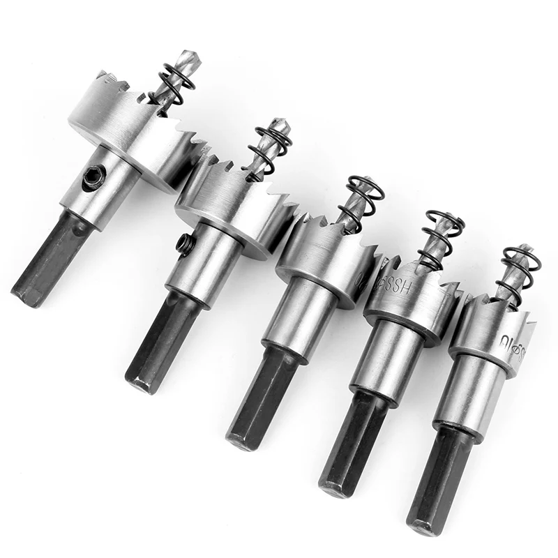 5pcs 16/18.5/20/25/30mm Hole Saw Set High Speed Steel Core Drill Bit with L-type Wrench Woodworking Tool image_2