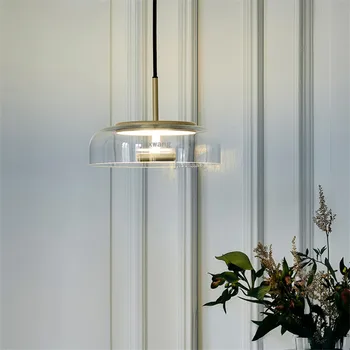 

Modern Glass Pendant Lights Lustre Loft Decor Living Room Hanglamp Restaurant Ring Hotel Hall Luminaire Suspendu De Bedroom Lamp