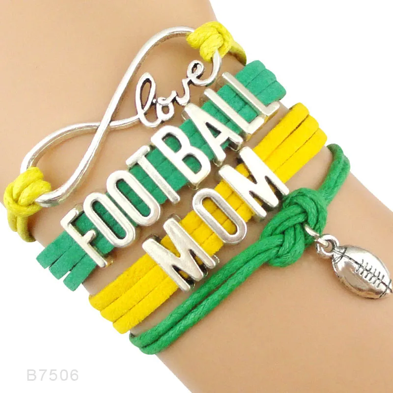 Infinity Love Football Nana, браслеты для мам, дельфинов, фанатов плееров, лучших друзей, ювелирные изделия, мужские кожаные браслеты с бусинами для женщин - Окраска металла: B7506