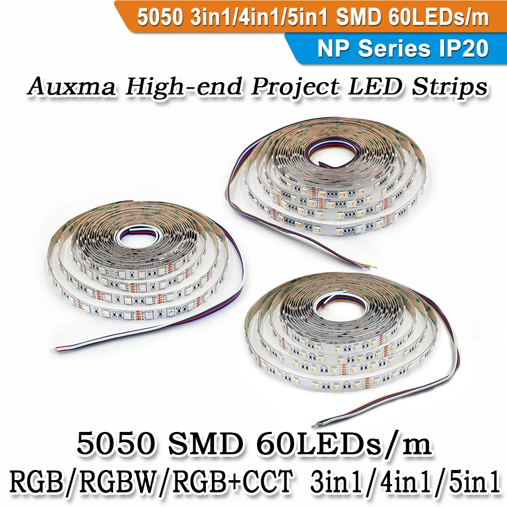 5050 RGB/RGBW/RGBCCT 5in1 CRI80 60 Светодиодный s/m IP20 DC12V/24V 300 светодиодный s/катушка 5 м/катушка