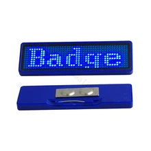 1 шт. синий светодиодный бейдж с именем светодиодный экран с 44x11 пикселей USB программирование цифровой для ресторана отеля, магнит и булавка