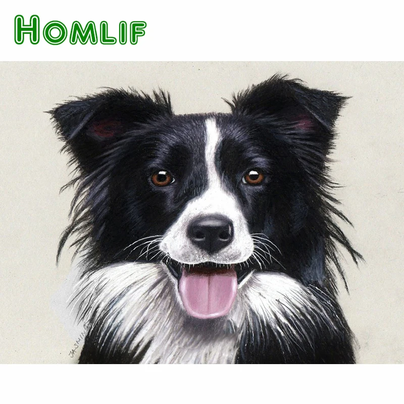 HOMLIF рисунок бордюра колли алмазная вышивка 5d diy живопись Стразы 3D Картина Вышивка