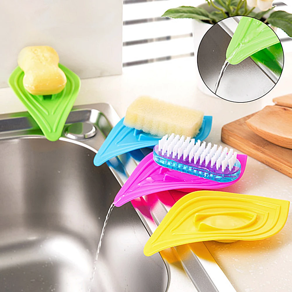 

kitchen sink sponge holder multifunctional slip ring leaves soap box drain and clean soap dishes