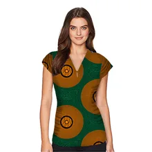 Летняя мода для женщин Африканский принт Топы Дашики одежда Праздничный Принт v-образным вырезом Футболка Анкара Африка женская одежда на заказ