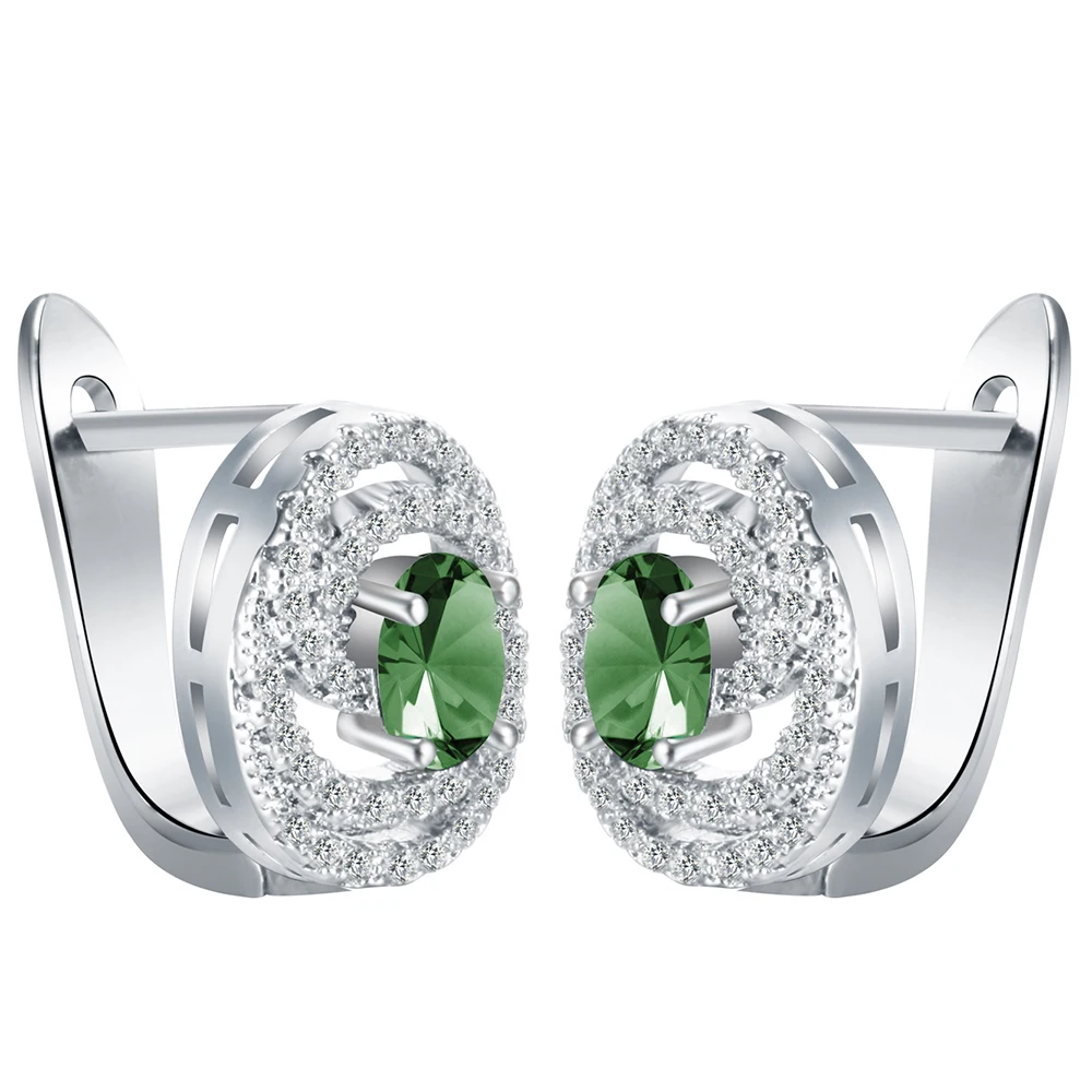 

fashion 2016 s green zircon oval hollow earring modern Fashion earring engagement women gift