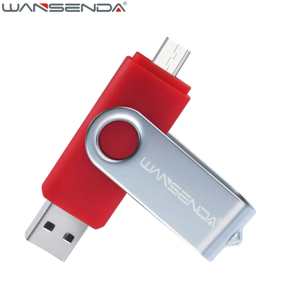 WANSENDA, двойной OTG Usb флеш-накопитель, 128 ГБ, высокоскоростной флеш-накопитель, 8 ГБ, 16 ГБ, 32 ГБ, 64 ГБ, флеш-накопитель Usb 2,0, флеш-накопитель - Цвет: Красный