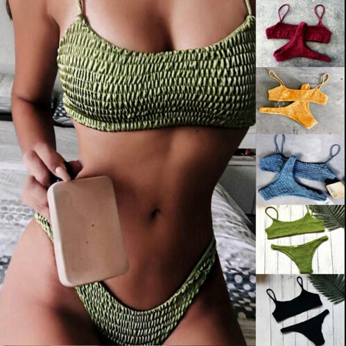 Sexy Pleated Triangle Swimsuit Bikini