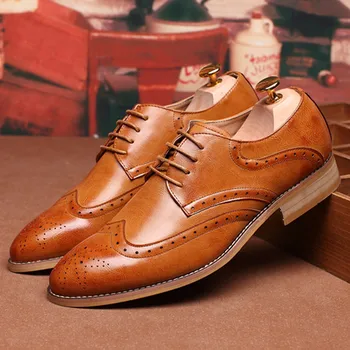 

Pointed Toe Men Oxfords Shoes Men Dress Shoes Formal Orange Black
